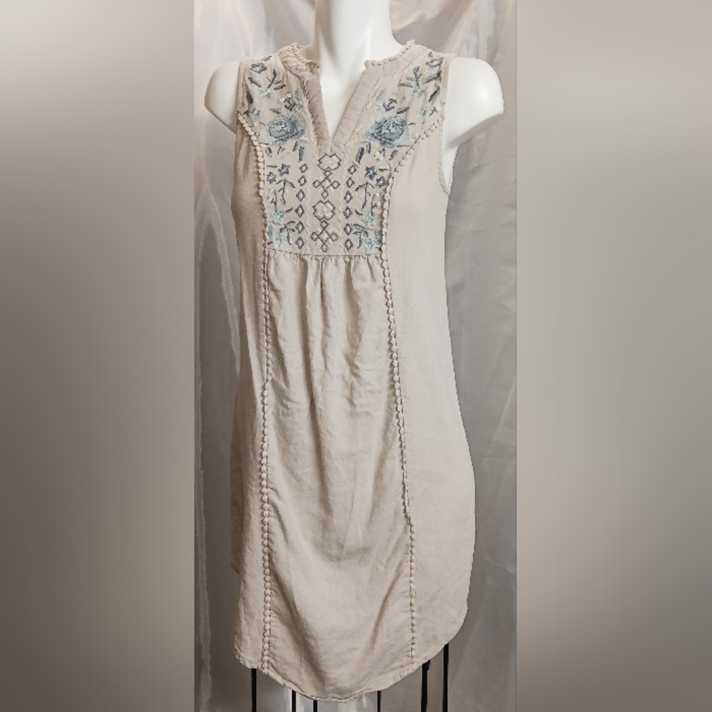 "Knox Rose" Cream Embroidered Midi Dress Size Small